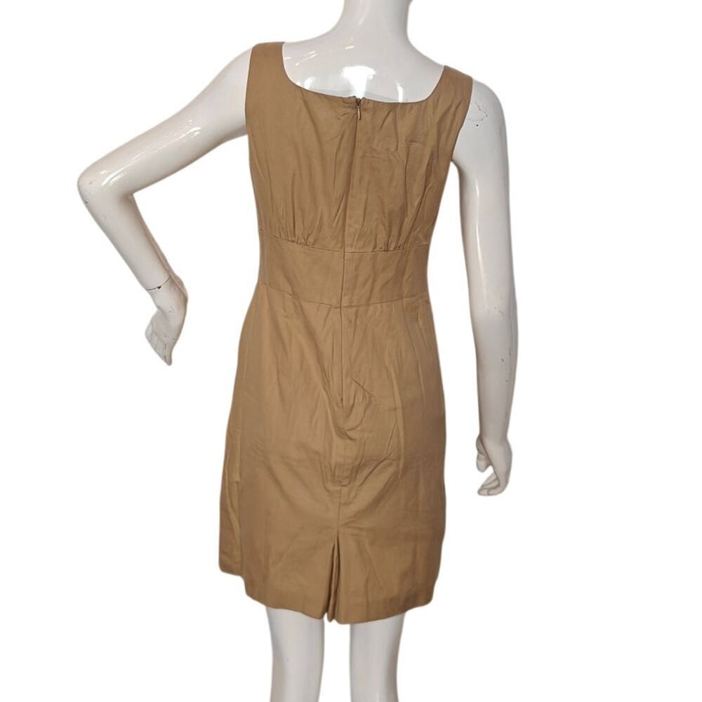 J.Crew Tan Cotton Sleeveless A-Line Dress Empire Waist Size 2 Classic - Picture 2 of 4